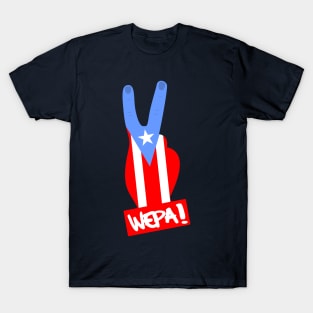 Puerto Rico Wepa Boricua Flag Peace Sign T-Shirt